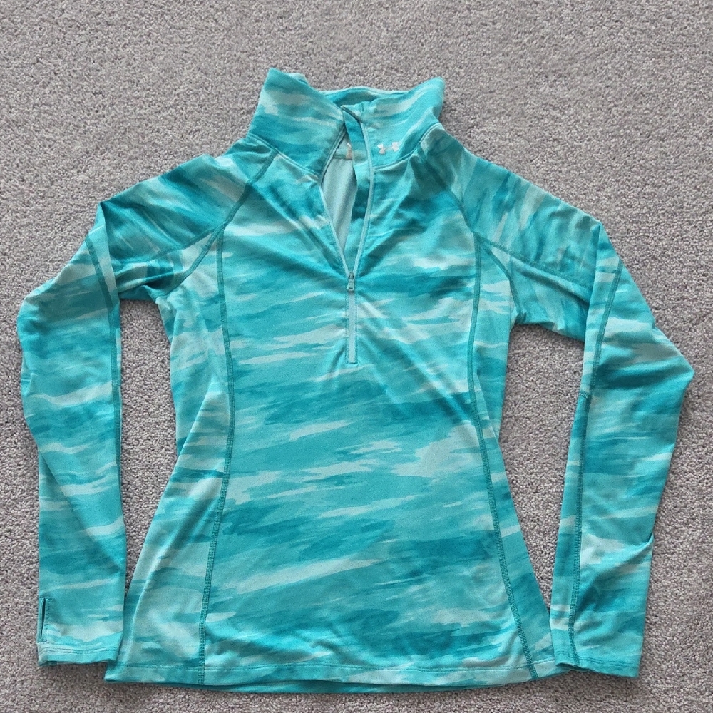 Under Armour Women's Teal Patterned Half Zip Top